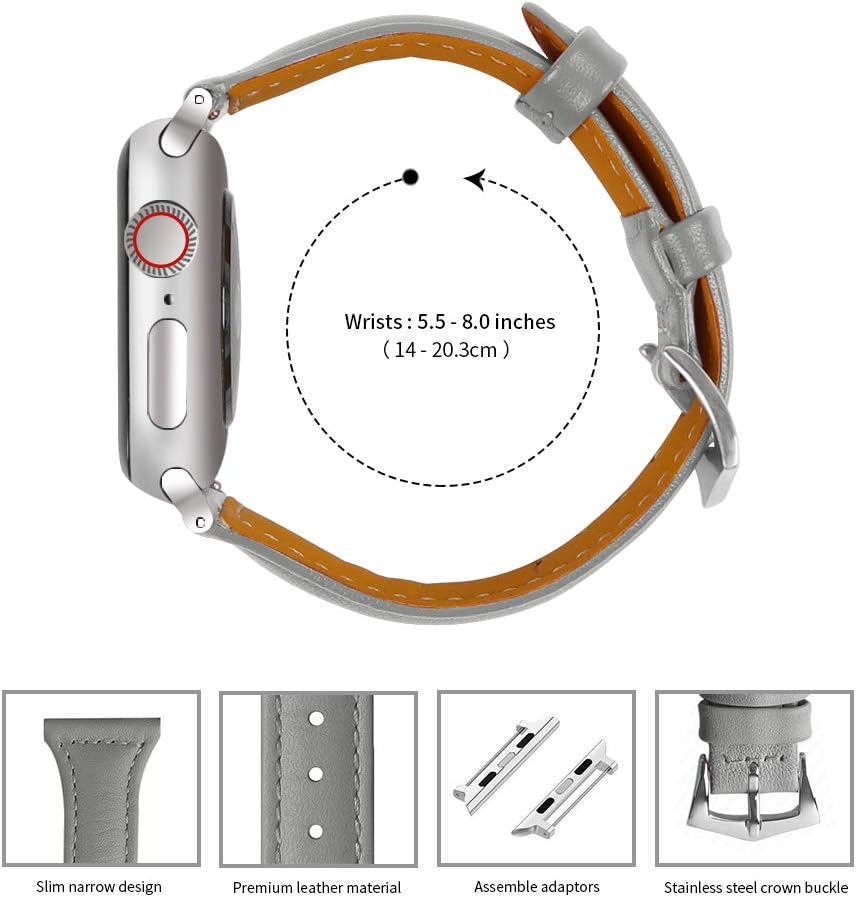 Leather Bands Compatible Apple Watch Bands for Women 38Mm 40Mm 41Mm 42Mm 44Mm 45Mm 46Mm 49Mm, Top Grain Leather Iwatch Bands for Women SE SE2 Series 10 9 8 7 6 5 4 3 2 1